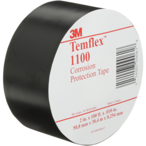 3M Temflex Vinyl Corrosion Protection Tape 1100 2″ × 100 ft Printed Black