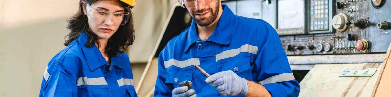 Testing new automation innovation tool for smart industrial, Professional robotic engineers Engineers analyzing machinery bearing failure