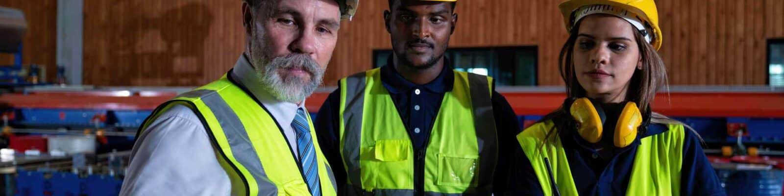Safety briefing in an industrial workshop