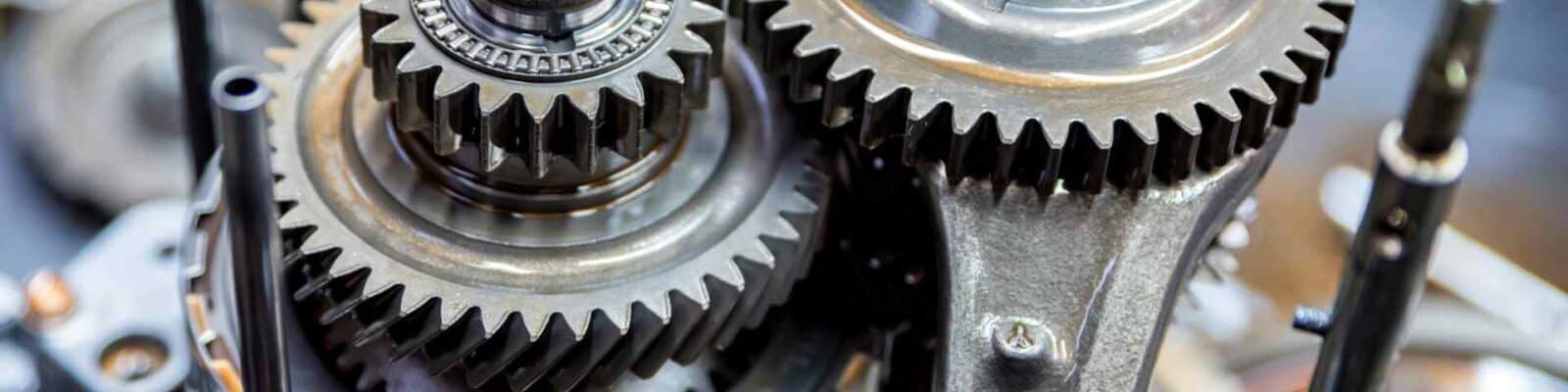 Complex gears and machinery components close-up