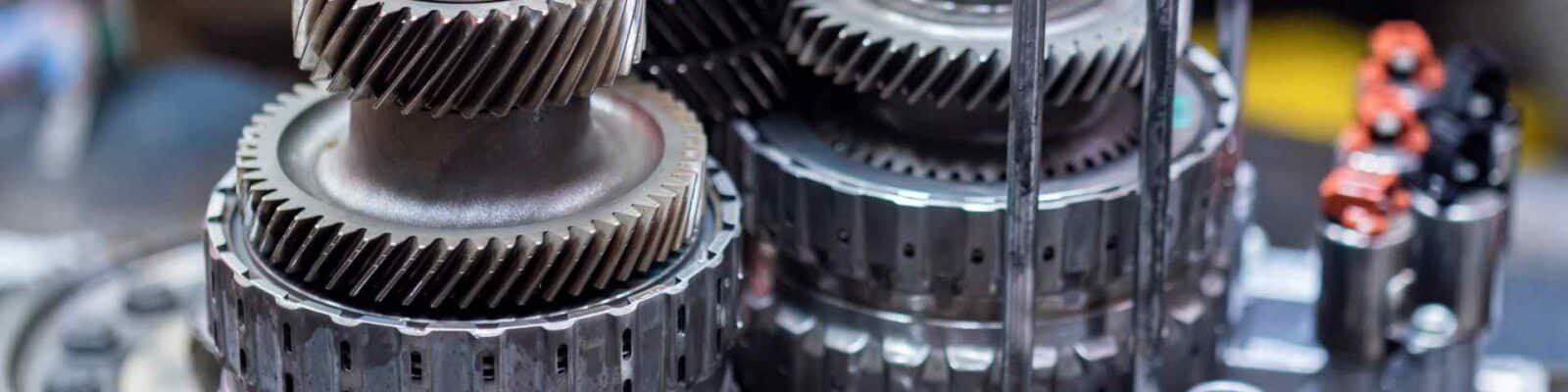 Detailed view of power transmission gears and drives