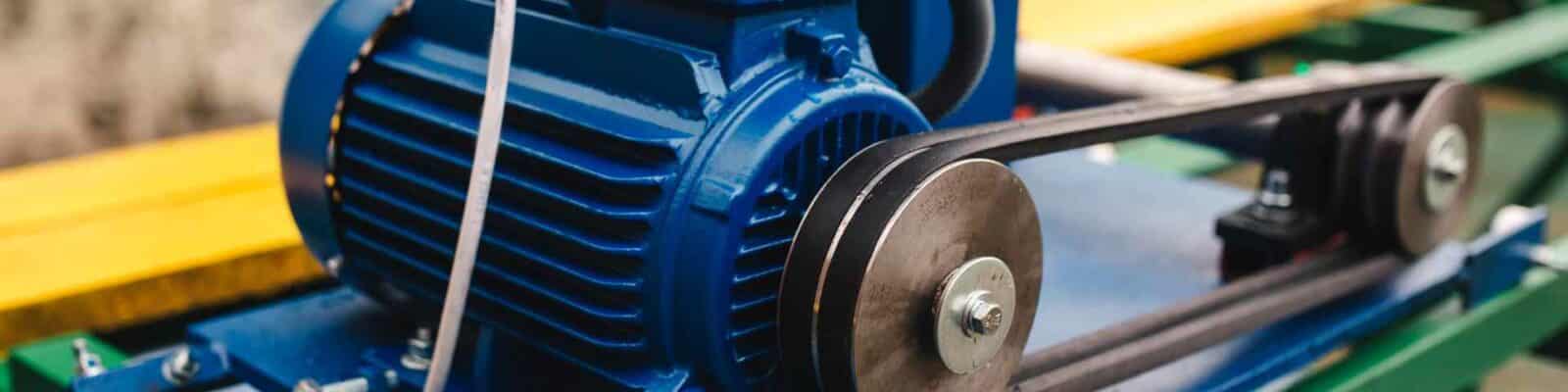 V-belts and pulleys on industrial electric motor